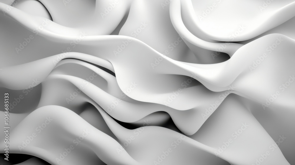 Smooth, flowing white fabric creates abstract, textured background. gentle curves and waves evoke sense of calm and elegance, perfect for various design applications Smooth, flowing white fabric creates abstract, textured background. gentle curves and waves evoke sense of calm and elegance, perfect for various design applications