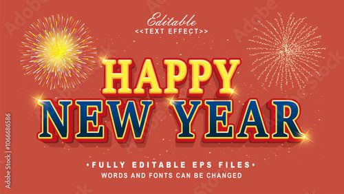 editable happy new year text effect.typhography logo