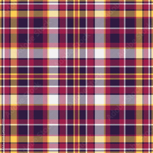 Flooring plaid textile background, up seamless texture pattern. Paisley check vector tartan fabric in dark and pink colors.