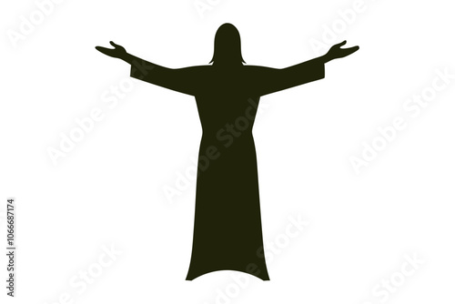 Risen Jesus Silhouette | isolated vector illustration on white background