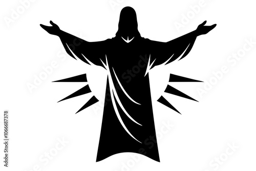 Risen Jesus Silhouette | isolated vector illustration on white background