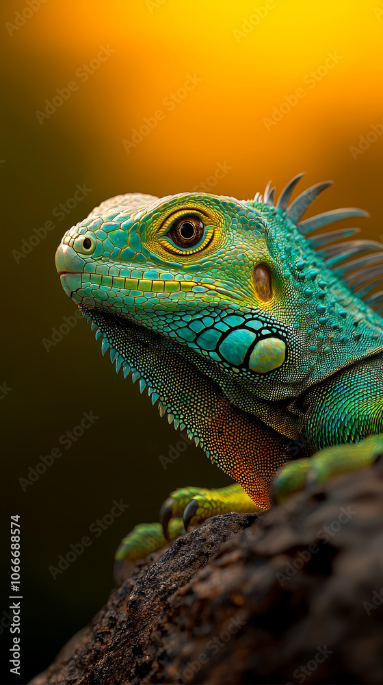Obraz premium Iguana Basking in the Sun on a Rocky Perch