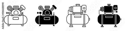 Air compressor icon set