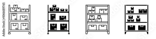 Storage rack icon set photo