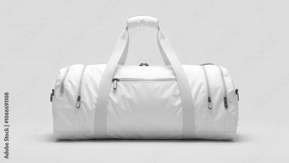 Elegant duffle bag mockup template with zip compartments, ready for logo placement