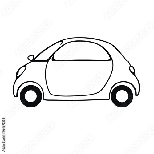 a black illustration of a car. The car is shown in a side view,