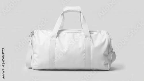 Obraz na płótnie Practical mens duffle bag in a sleek white finish, showcasing a sporty look for branding w salonie