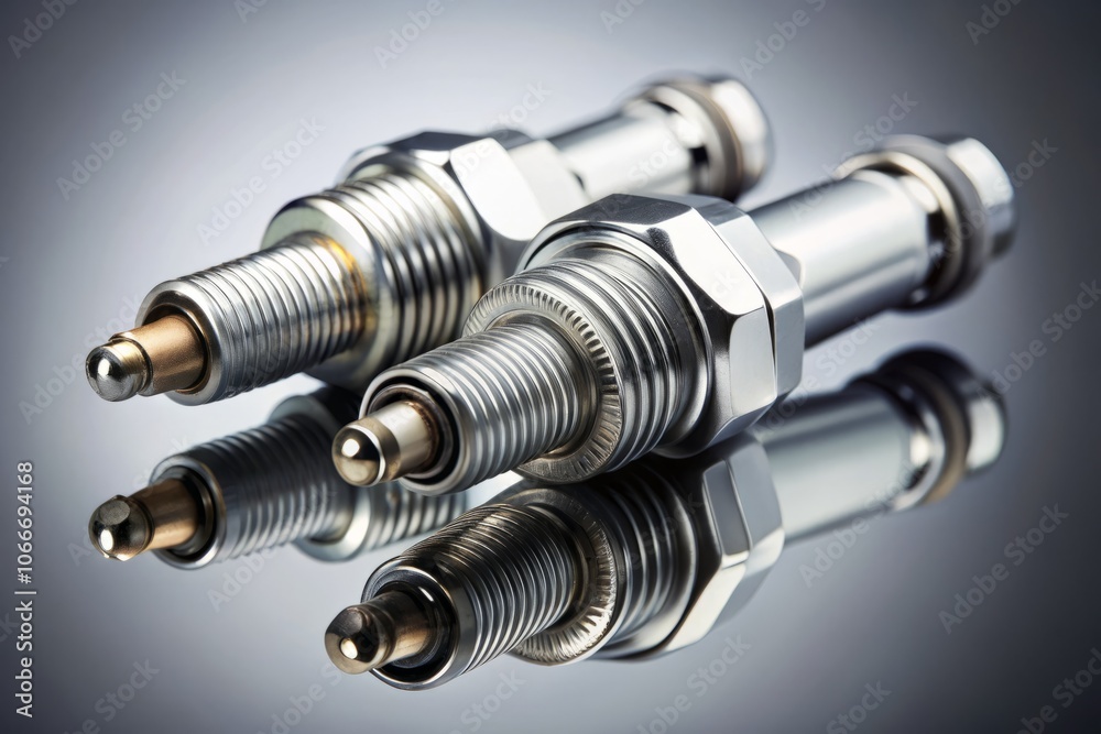 Dual Iridium Plugs and Silver Laser Spark Plug Engine Spare Parts Isolated on White Background with Low Light Photography Effect from Islamabad, Pakistan, October 9-10, 2024 Dual Iridium Plugs and Silver Laser Spark Plug Engine Spare Parts Isolated on White Background with Low Light Photography Effect from Islamabad, Pakistan, October 9-10, 2024