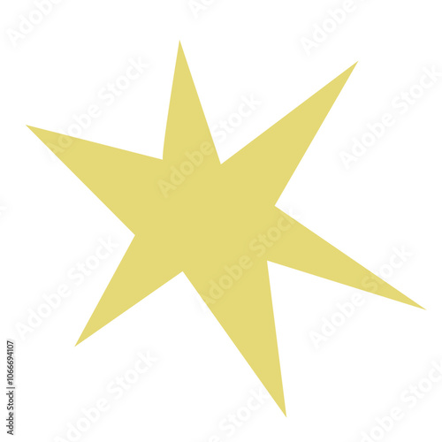 Yellow star paper cut out. Flat vector illustration.