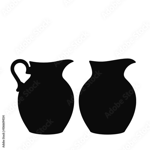 a black silhouette of two pitcher.