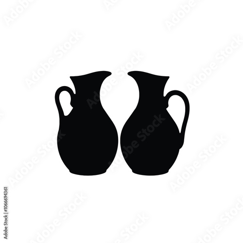 a black silhouette of two pitcher.