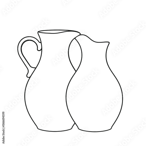 a black silhouette of two pitcher.