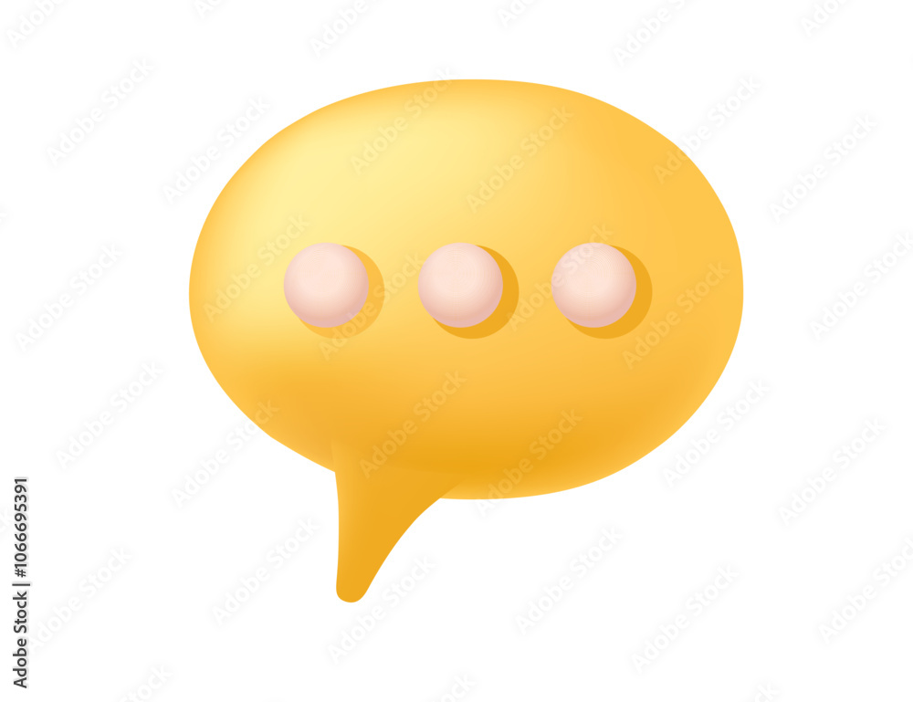 Yellow speech bubble with three dots, ideal for conversation, thinking, or messaging. Perfect for social media, communication, and chat-related designs. Vector illustration isolated on white