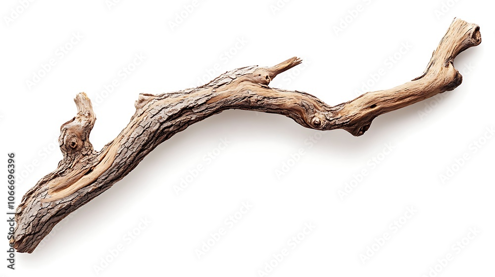 Dry Tree Branch Isolated on White Background – Natural Wood Texture for Rustic Design Dry Tree Branch Isolated on White Background – Natural Wood Texture for Rustic Design