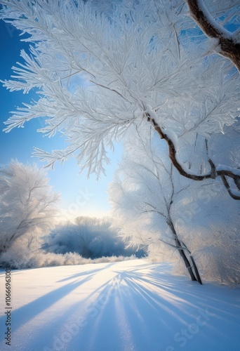 frost kissed branches beautifully contrasted ethereal misty sky winter wonderland scene, art, beauty, brightness, chill, cool, daybreak, fog, foliage photo