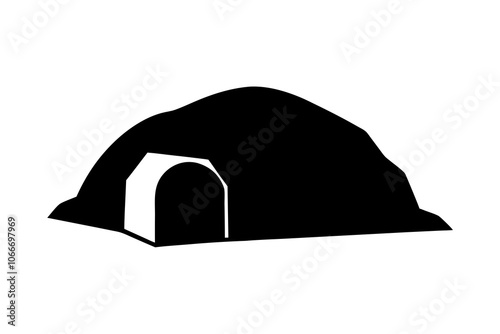 Empty Tomb with Stone Rolled Away | isolated vector illustration on white background