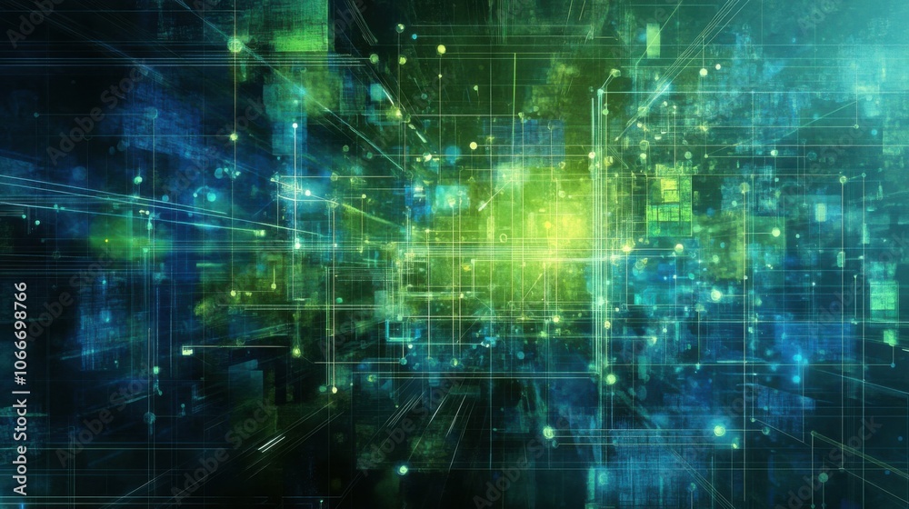 The concept of smart energy grid in electric blue and eco green colors The concept of smart energy grid in electric blue and eco green colors