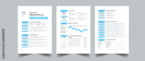 Project proposal and Project Plan layout design with 3 page full concept design