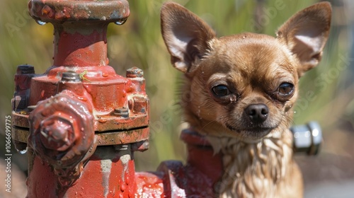 A pawshaped water fountain in the shape of a fire hydrant perfect for hydrating tired pups. photo