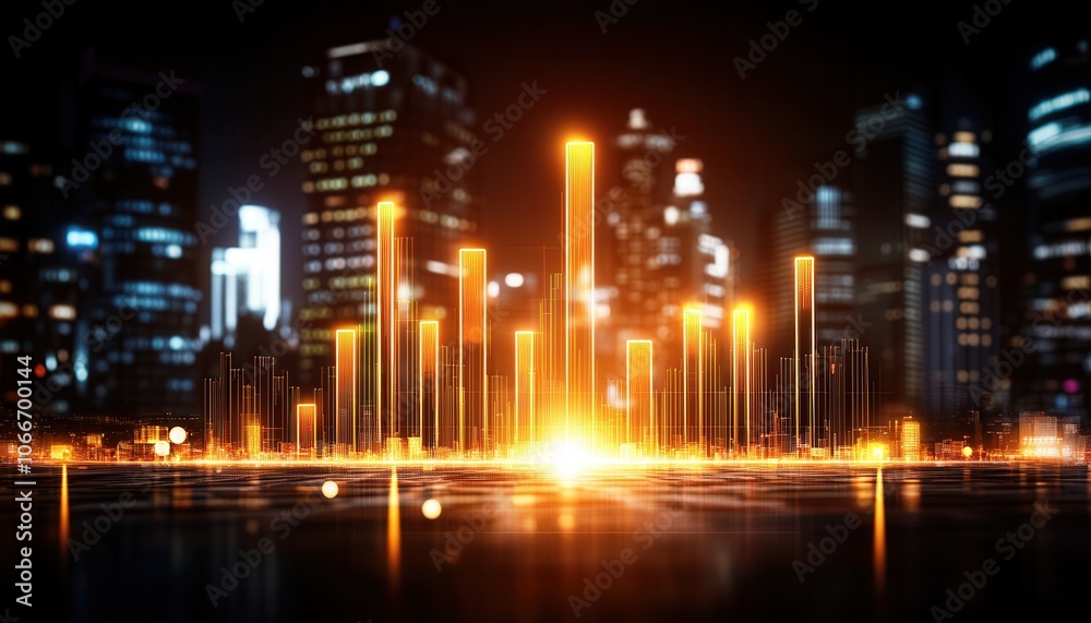Fototapeta premium Futuristic city skyline with digital visualization
