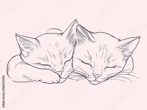 Wallpaper Mural An illustration of two sleeping kittens cuddling and purring. Pets-friendly illustration. Torontodigital.ca