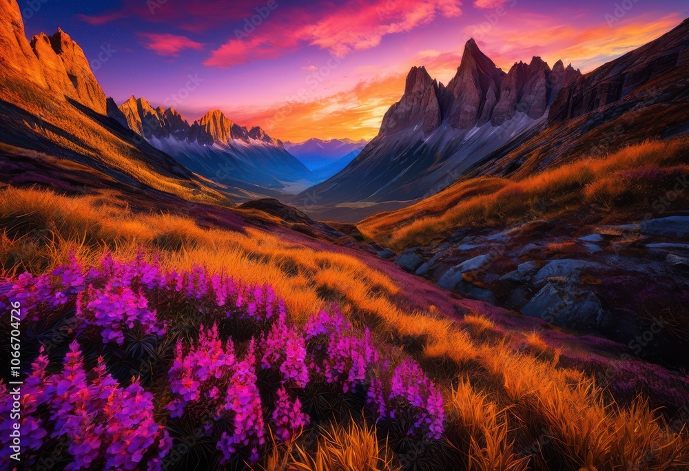 stunning morning mountain panoramic view captured during vibrant sunrise displaying majestic peaks warm hues nature baptist skies, amber, atmospheric stunning morning mountain panoramic view captured during vibrant sunrise displaying majestic peaks warm hues nature baptist skies, amber, atmospheric