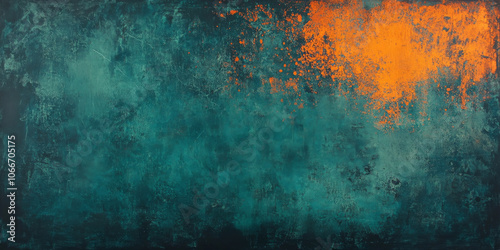 Abstract background with dark teal grunge texture and hints of orange light, creating a worn, vintage-inspired atmosphere