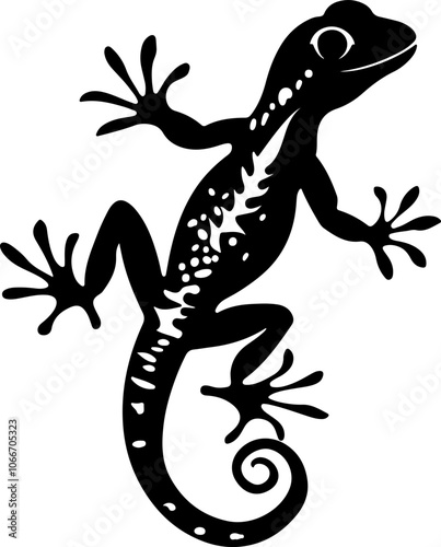 silhouette of a lizard in black and white