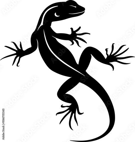 silhouette of a lizard in black and white