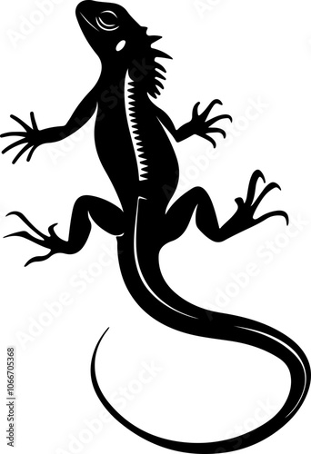 silhouette of a lizard in black and white