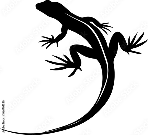 silhouette of a lizard in black and white