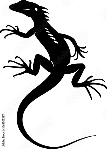 silhouette of a lizard in black and white