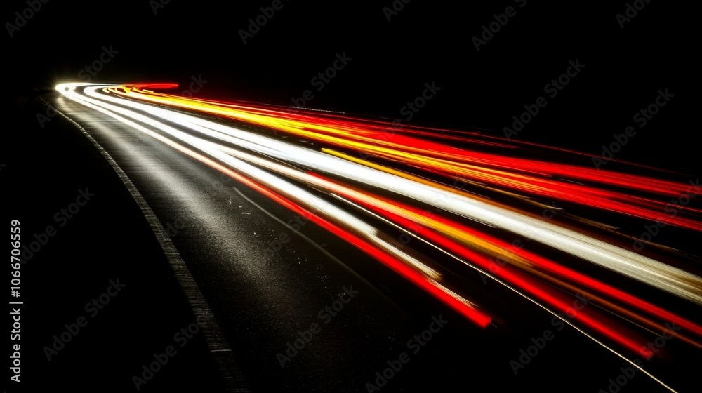 Light Trails on a Dark Road at Night Light Trails on a Dark Road at Night