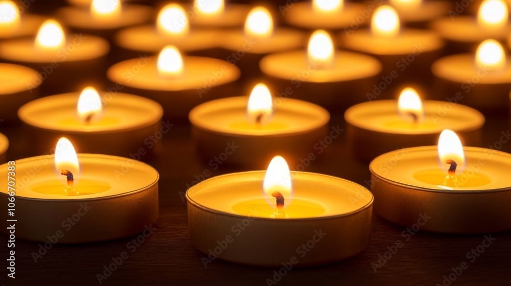 Soft Glow of Candles in a Dimly Lit Setting Soft Glow of Candles in a Dimly Lit Setting