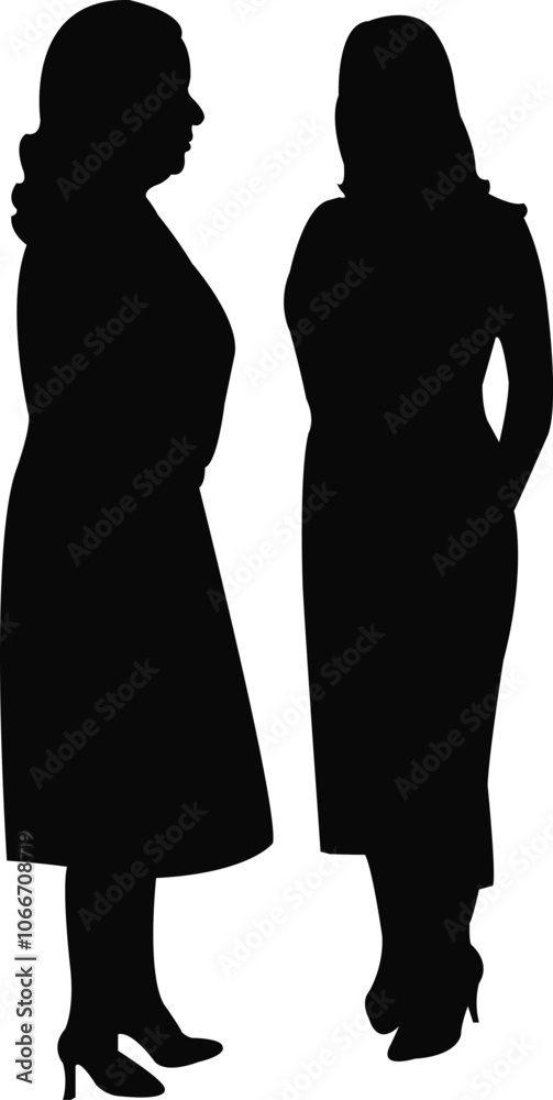 two women making chat, silhouette vector two women making chat, silhouette vector