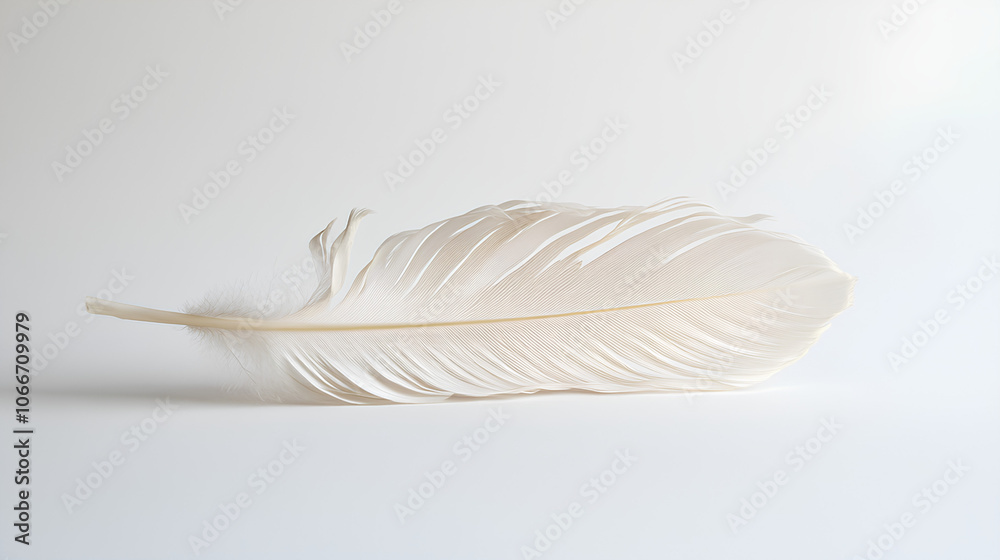 Obraz premium The feathers are separated on a white background, revealing their fine texture and bright green color.
