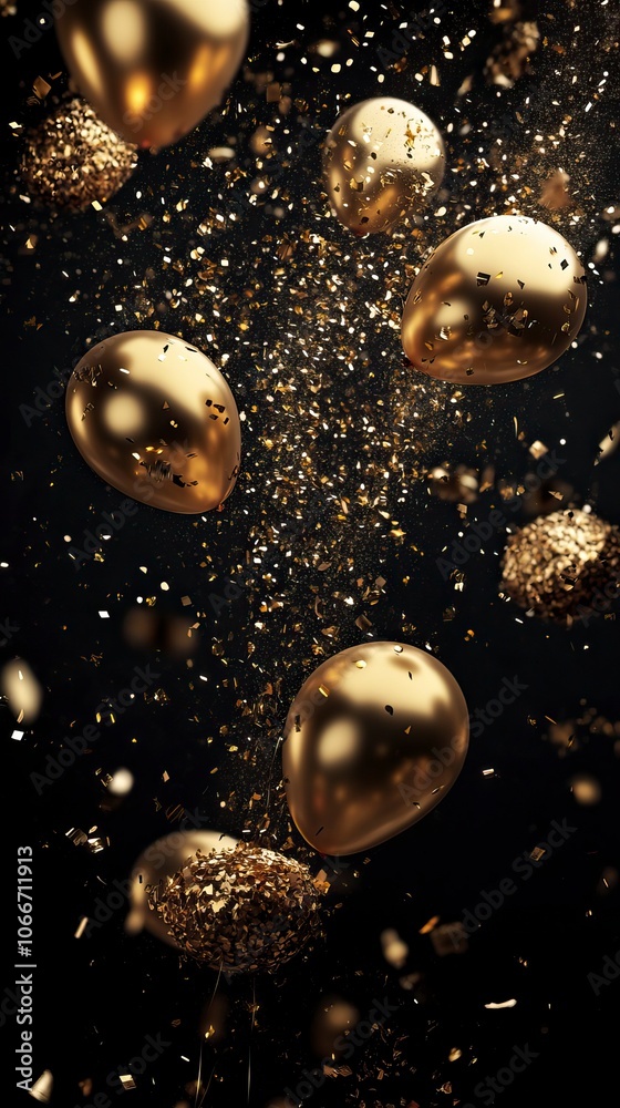 Luxurious Black Friday Sale with Gold Balloons Luxurious Black Friday Sale with Gold Balloons