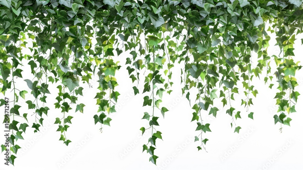 Hanging Plants. Green Leaf on Tree Branch in Nature, Isolated on White Background Hanging Plants. Green Leaf on Tree Branch in Nature, Isolated on White Background