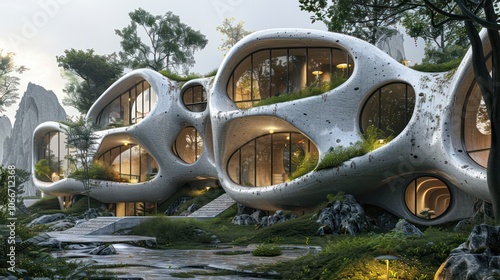 Futuristic architecture reimagining urban landscapes with smart, eco-friendly structures.