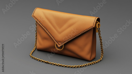 Clutch purse with fold-over flap and chain strap