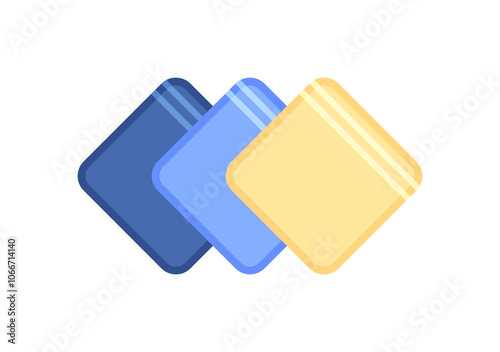 Kitchen cleaning cloth. Set of handkerchiefs. Napkins for the table. Color flat cartoon style. White background. Vector element for housework.