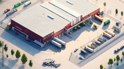 Cross-docking facility with inbound and outbound loading areas photo