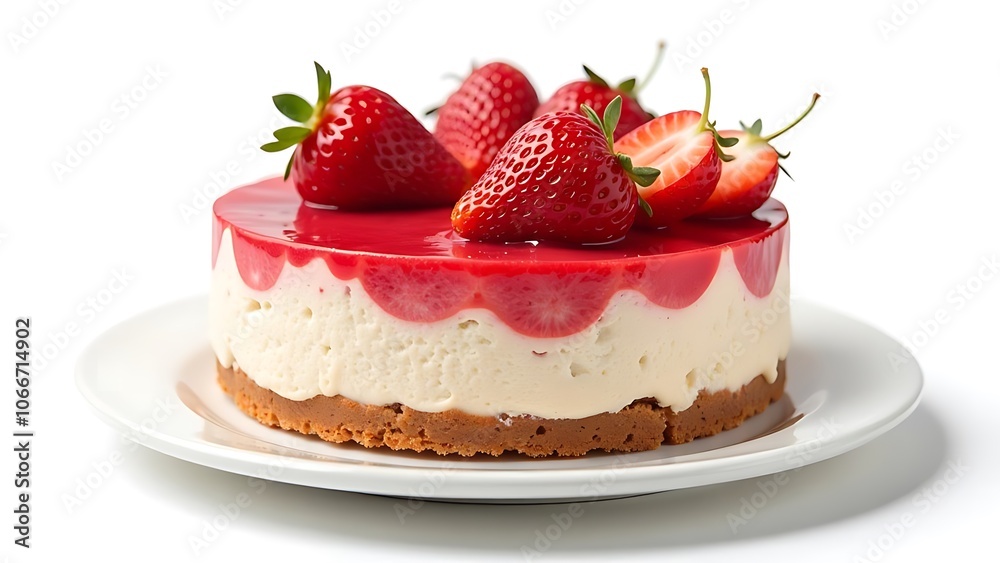 Strawberry cheesecake on white background Strawberry cheesecake on white background