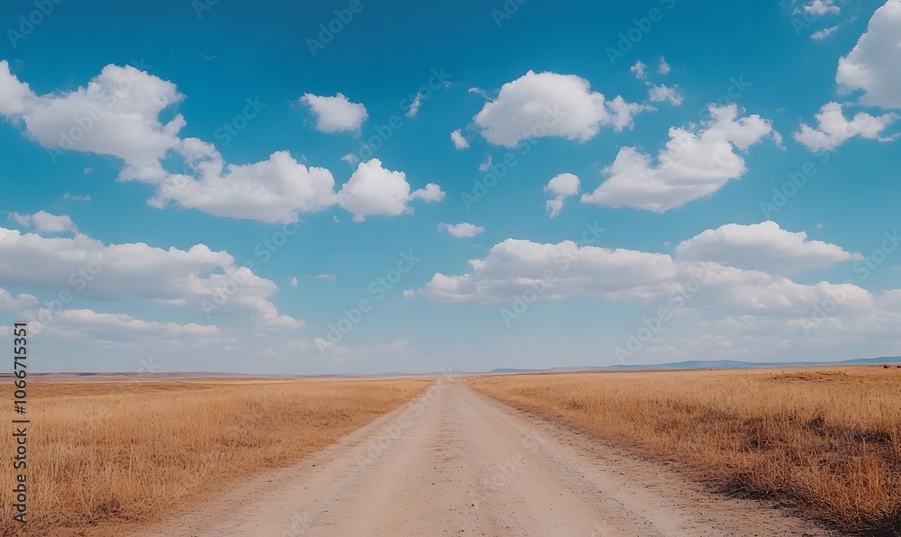 Fototapeta premium road ground and sky landscape, Generative AI 