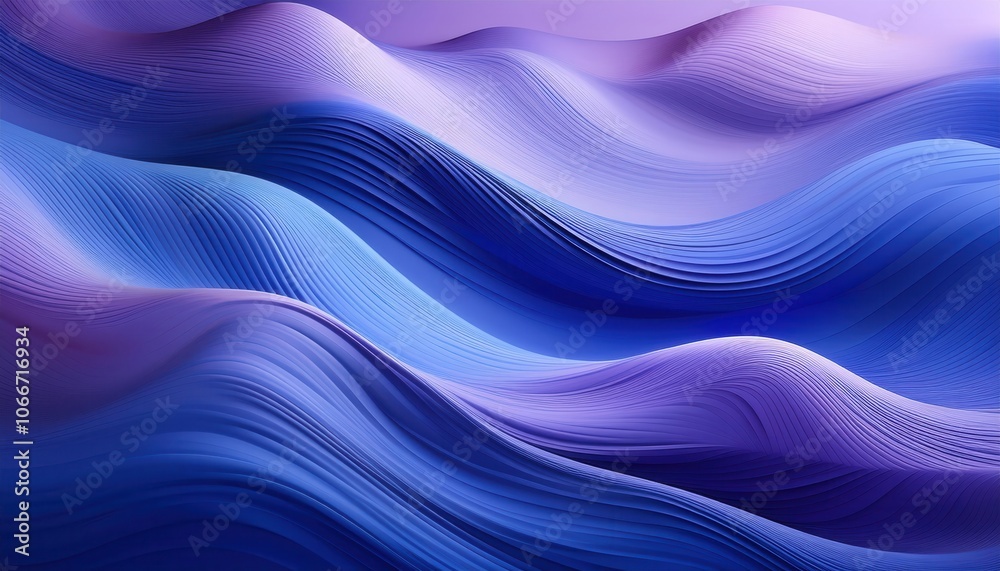 Fluid Abstract Wave Layers in Vibrant Blue and Soft Purple Gradients. 3D Rendered Flowing Patterns for Tranquil, Nature Inspired Digital Art, Calm Backgrounds, and Modern Graphic Design Fluid Abstract Wave Layers in Vibrant Blue and Soft Purple Gradients. 3D Rendered Flowing Patterns for Tranquil, Nature Inspired Digital Art, Calm Backgrounds, and Modern Graphic Design
