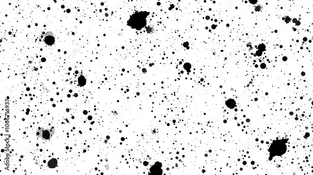 Fototapeta premium Seamless Black Ink Splatter Texture on White Background, High-Resolution Vector Pattern for Design and Decoration