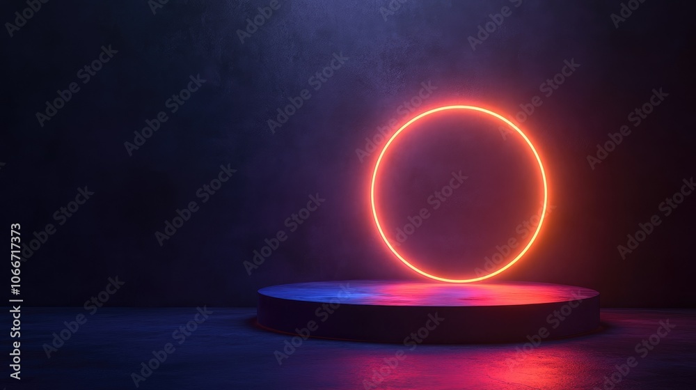 Vibrant Neon Circle in Dark Background Vibrant Neon Circle in Dark Background