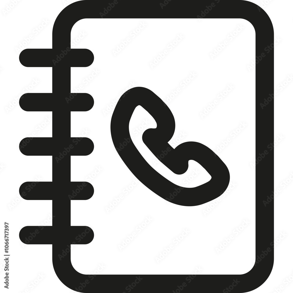 A simple black and white illustration of an open notebook featuring a telephone icon, symbolizing communication and contact lists A simple black and white illustration of an open notebook featuring a telephone icon, symbolizing communication and contact lists