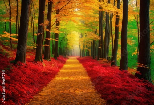 explore mesmerizing forest path lined vibrant inviting nature enthusiasts into captivating green oasis color life, foliage, trees, grass, leaves