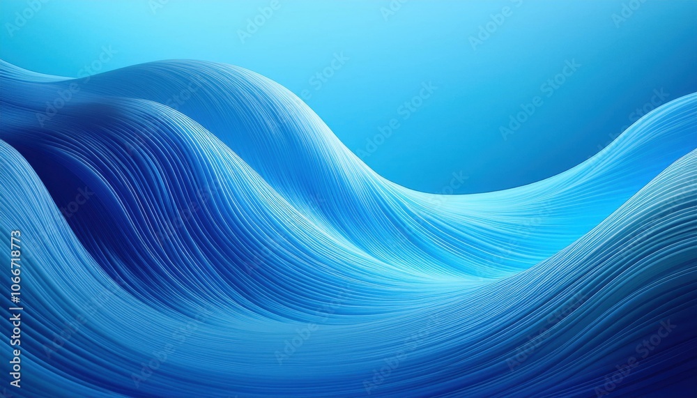 Abstract Flowing Ocean Waves in Shades of Blue. Soft, Layered Curves and Rippling Lines Mimic the Tranquil Movement of Water, Perfect for Wellness, Meditation, and Serene Nature Themed Background